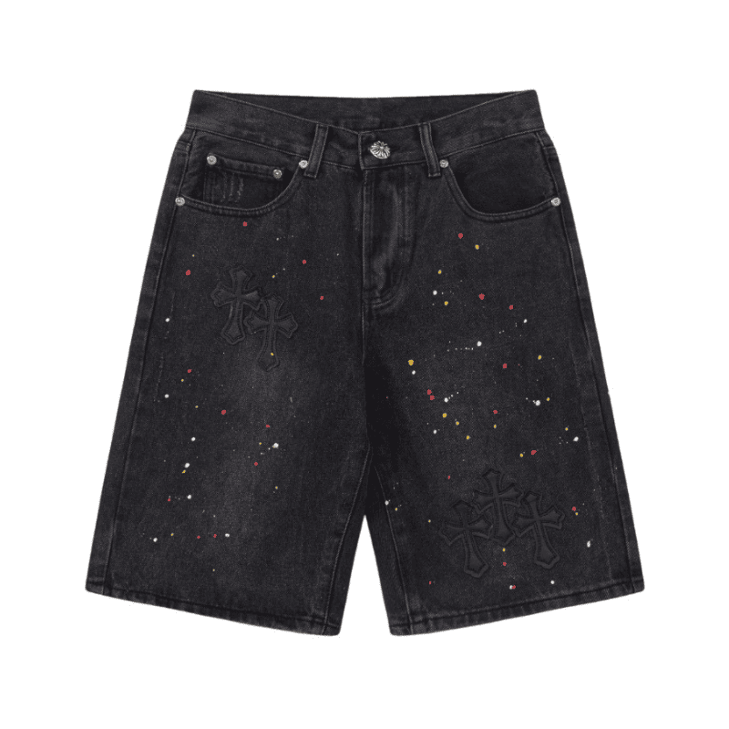 Chrome Hearts Black Cross Denim Shorts