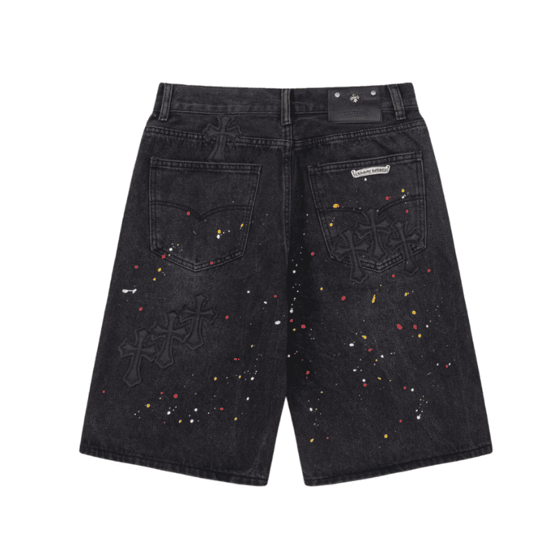 Chrome Hearts Black Cross Denim Shorts