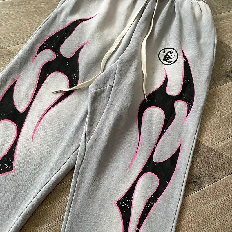 Hellstar Grey Future Flame Sweatpants