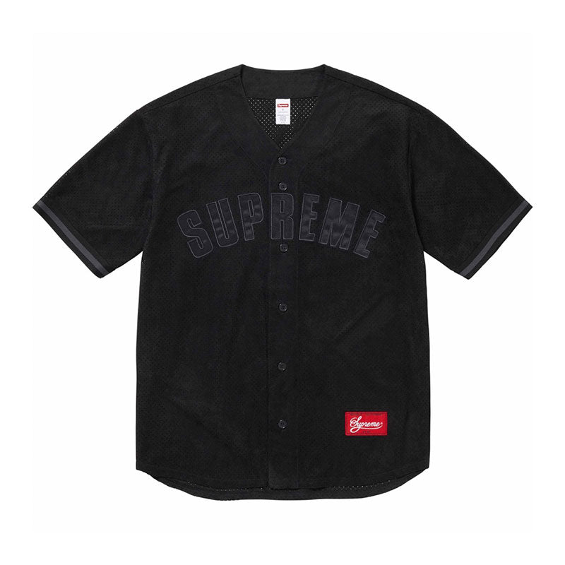 Supreme Ultrasuede Mesh Baseball Black T-Shirt