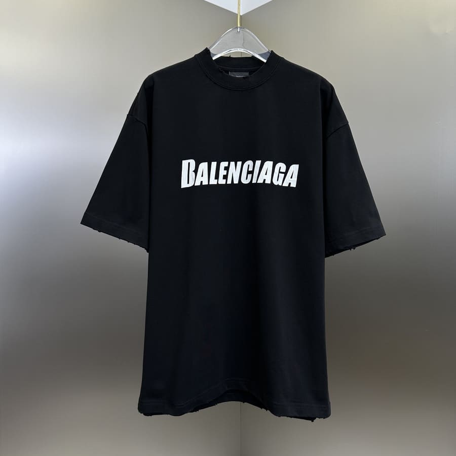Balenciaga Cracked Logo Distressed T-Shirt