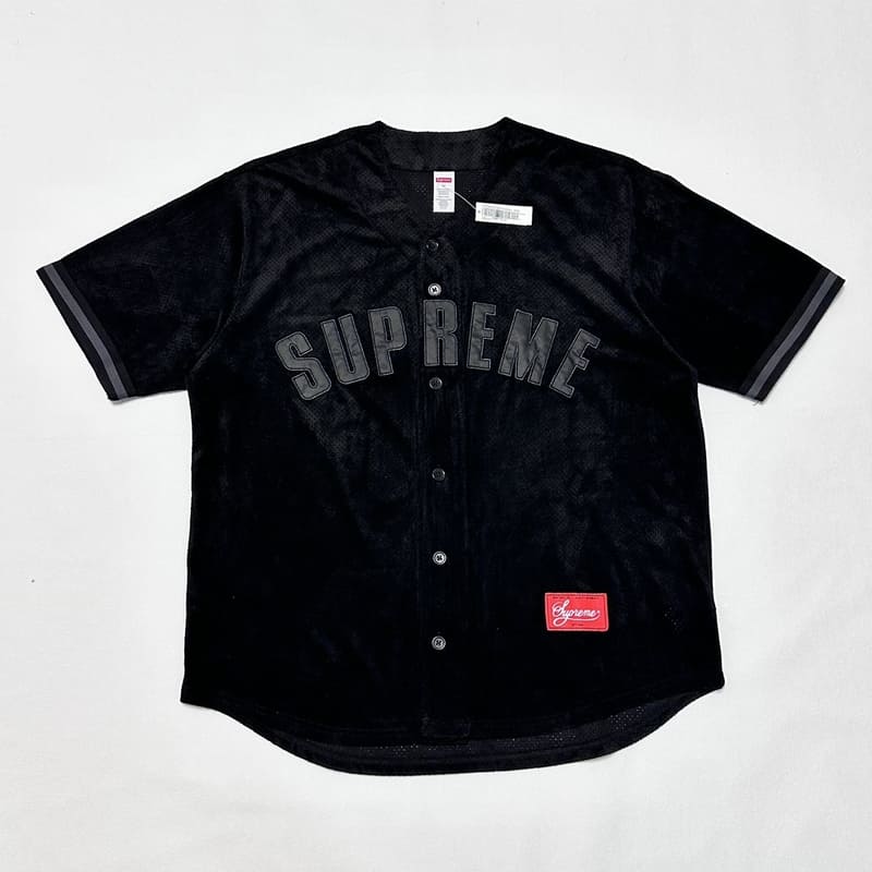 Supreme Ultrasuede Mesh Baseball Black T-Shirt