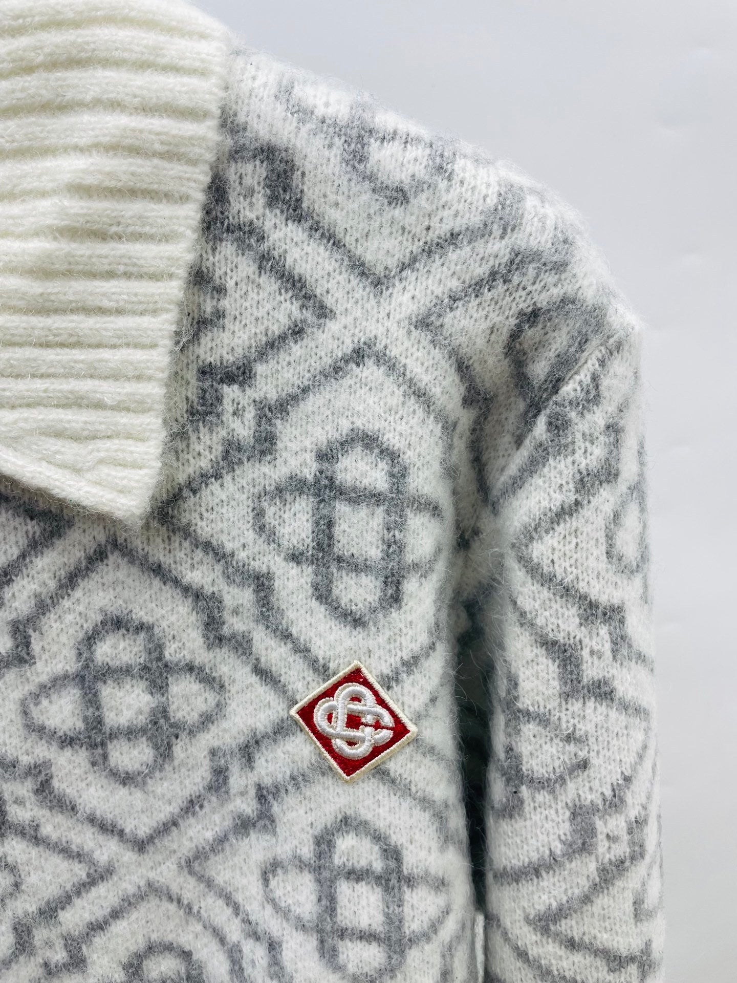 Casablanca Patterned Zip Knitwear | White