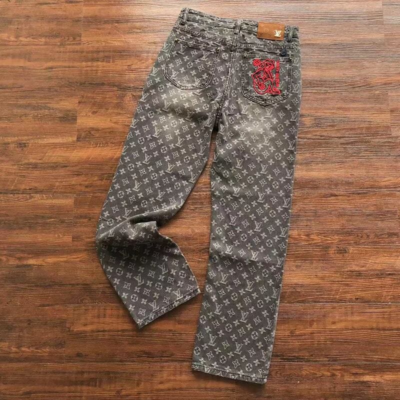Louis Vuitton Distressed Baggy Monogram Jeans