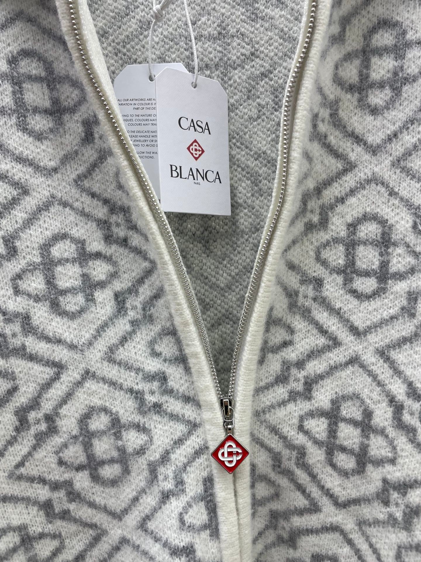 Casablanca Patterned Zip Knitwear | White