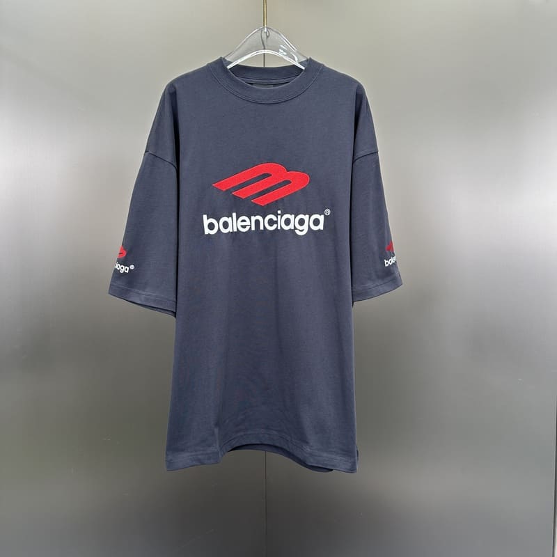 Balenciaga Logo Embroidered Black T-Shirt