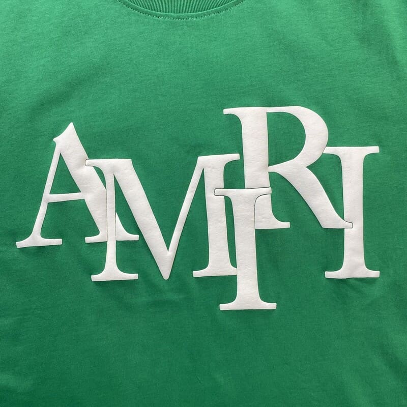 Amiri Staggered Logo Green T-Shirt