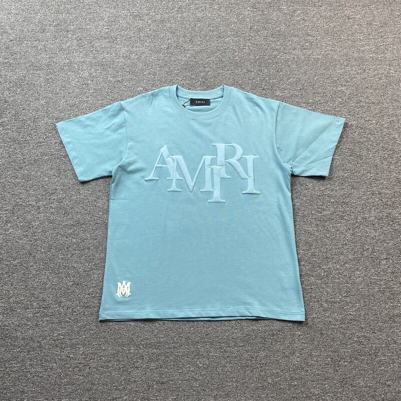 Amiri Staggered Logo T-Shirt Blue