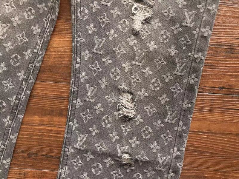 Louis Vuitton Distressed Baggy Monogram Jeans