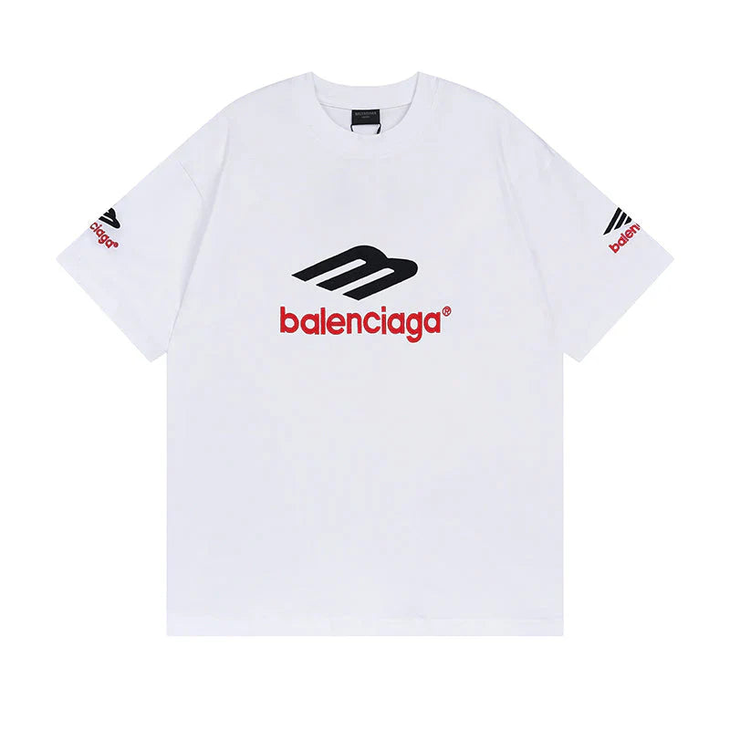 Balenciaga Logo Embroidered White T-Shirt